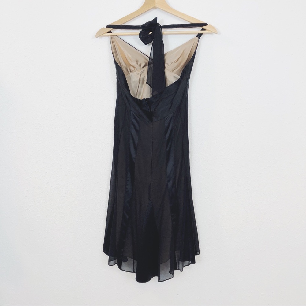 BCBGMAXAZRIA Black Silk Stripe Ribbon Dress Size 4 - Picture 6 of 8